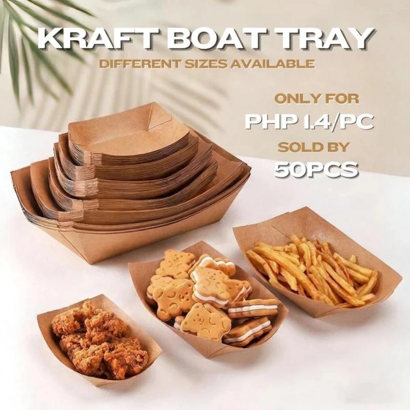 Food Packed Snacks - Vassoi a barca in carta kraft