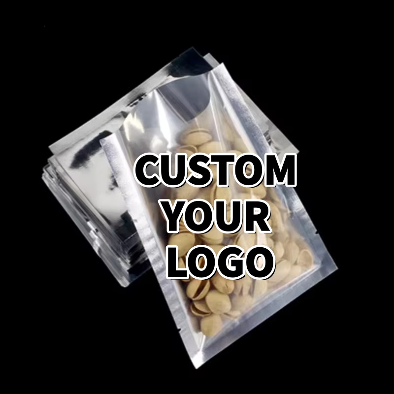 Food Packed Snacks - Confezione da 100 buste piatte argento